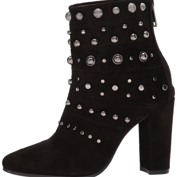BADGLEY MISCHKA KURT SUEDE LEATHER STUDDED BLACK BOOTIES NWT SZ 7 - Picture 10 of 12